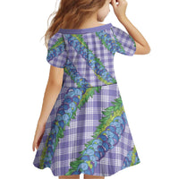 Hawaii Jade Vine Lei Family Matching Off The Shoulder Long Sleeve Dress and Hawaiian Shirt Aloha Palaka Motif - Purple LT14 - Polynesian Pride