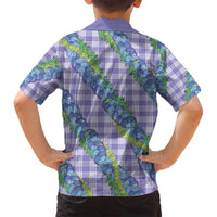 Hawaii Jade Vine Lei Family Matching Puletasi and Hawaiian Shirt Aloha Palaka Motif - Purple LT14 - Polynesian Pride