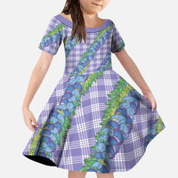 Hawaii Jade Vine Lei Family Matching Puletasi and Hawaiian Shirt Aloha Palaka Motif - Purple LT14 Daughter's Dress Purple - Polynesian Pride