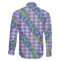 Hawaii Jade Vine Lei Family Matching Short Sleeve Bodycon Dress and Hawaiian Shirt Aloha Palaka Motif - Purple LT14 - Polynesian Pride