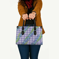 Hawaii Jade Vine Lei Leather Bag Aloha Palaka Motif - Purple - Polynesian Pride