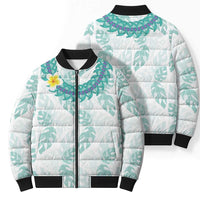 Jade Vine Lei Hawaii Bomber Puffer Jacket Aloha Seamless Tropical Leaves LT14 - Polynesian Pride