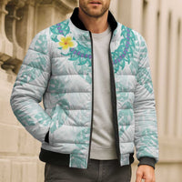 Jade Vine Lei Hawaii Bomber Puffer Jacket Aloha Seamless Tropical Leaves LT14 - Polynesian Pride