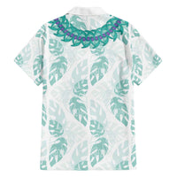 Jade Vine Lei Hawaii Family Matching Off The Shoulder Long Sleeve Dress and Hawaiian Shirt Aloha Seamless Tropical Leaves LT14 - Polynesian Pride