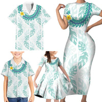 Jade Vine Lei Hawaii Family Matching Short Sleeve Bodycon Dress and Hawaiian Shirt Aloha Seamless Tropical Leaves LT14 - Polynesian Pride