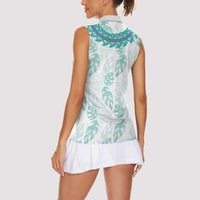 Jade Vine Lei Hawaii Women Sleeveless Polo Shirt Aloha Seamless Tropical Leaves LT14 - Polynesian Pride