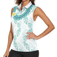 Jade Vine Lei Hawaii Women Sleeveless Polo Shirt Aloha Seamless Tropical Leaves LT14 - Polynesian Pride