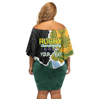 Personalised Rugby 2025 Championship Family Matching Off Shoulder Short Dress and Hawaiian Shirt Southern Hemisphere Countries Mascots LT14 - Polynesian Pride
