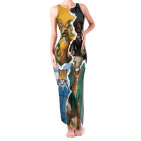 Personalised Rugby 2025 Championship Family Matching Tank Maxi Dress and Hawaiian Shirt Southern Hemisphere Countries Mascots LT14 Mom's Dress Black - Polynesian Pride