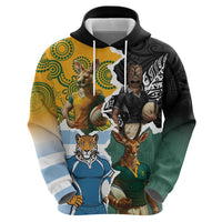 Personalised Rugby 2025 Championship Hoodie Southern Hemisphere Countries Mascots - Polynesian Pride