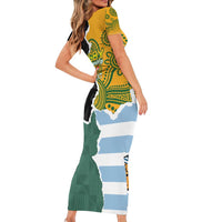 Personalised Rugby 2025 Championship Short Sleeve Bodycon Dress Southern Hemisphere Countries Mascots - Polynesian Pride