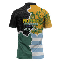 Personalised Rugby 2025 Championship Zipper Polo Shirt Southern Hemisphere Countries Mascots - Polynesian Pride