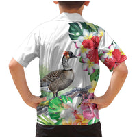 Aloha Hawaii Nene Goose Family Matching Mermaid Dress and Hawaiian Shirt Tropical Flowers Watercolor Stylized LT14 - Polynesian Pride
