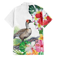 Aloha Hawaii Nene Goose Family Matching Off The Shoulder Long Sleeve Dress and Hawaiian Shirt Tropical Flowers Watercolor Stylized LT14 - Polynesian Pride