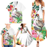 Aloha Hawaii Nene Goose Family Matching Summer Maxi Dress and Hawaiian Shirt Tropical Flowers Watercolor Stylized LT14 - Polynesian Pride