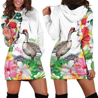 Aloha Hawaii Nene Goose Hoodie Dress Tropical Flowers Watercolor Stylized LT14 - Polynesian Pride
