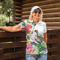 Aloha Hawaii Nene Goose Women Polo Shirt Tropical Flowers Watercolor Stylized - Polynesian Pride