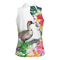 Aloha Hawaii Nene Goose Women Sleeveless Polo Shirt Tropical Flowers Watercolor Stylized LT14 - Polynesian Pride