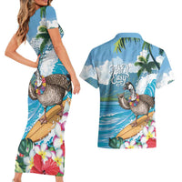 Aloha Hawaii Shaka Nene Goose Couples Matching Short Sleeve Bodycon Dress and Hawaiian Shirt Surfing Take It Easy - Polynesian Pride
