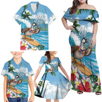 Aloha Hawaii Shaka Nene Goose Family Matching Off Shoulder Maxi Dress and Hawaiian Shirt Surfing Take It Easy LT14 - Polynesian Pride