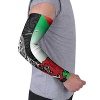 New Zealand and Wales Rugby Custom Arm Sleeves Aotearoa All Black Combine Welsh Dragon LT14 - Polynesian Pride