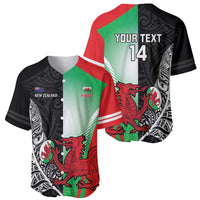 New Zealand and Wales Rugby Custom Baseball Jersey Aotearoa All Black Combine Welsh Dragon LT14 - Polynesian Pride