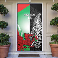 New Zealand and Wales Rugby Custom Door Cover Aotearoa All Black Combine Welsh Dragon LT14 Black - Polynesian Pride