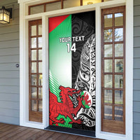 New Zealand and Wales Rugby Custom Door Cover Aotearoa All Black Combine Welsh Dragon LT14 - Polynesian Pride