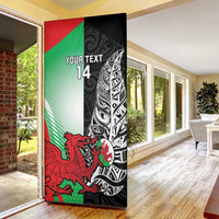New Zealand and Wales Rugby Custom Door Cover Aotearoa All Black Combine Welsh Dragon LT14 - Polynesian Pride
