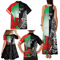 New Zealand and Wales Rugby Custom Family Matching Tank Maxi Dress and Hawaiian Shirt Aotearoa All Black Combine Welsh Dragon LT14 - Polynesian Pride