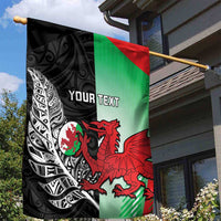 New Zealand and Wales Rugby Custom Garden Flag Aotearoa All Black Combine Welsh Dragon LT14 - Polynesian Pride