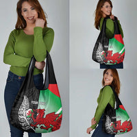 New Zealand and Wales Rugby Custom Grocery Bag Aotearoa All Black Combine Welsh Dragon LT14 - Polynesian Pride