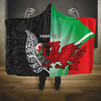 New Zealand and Wales Rugby Custom Hooded Blanket Aotearoa All Black Combine Welsh Dragon LT14 - Polynesian Pride
