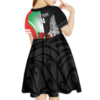 New Zealand and Wales Rugby Custom Kid Short Sleeve Dress Aotearoa All Black Combine Welsh Dragon LT14 - Polynesian Pride