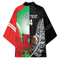New Zealand and Wales Rugby Custom Kimono Aotearoa All Black Combine Welsh Dragon LT14 - Polynesian Pride