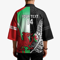 New Zealand and Wales Rugby Custom Kimono Aotearoa All Black Combine Welsh Dragon LT14 - Polynesian Pride