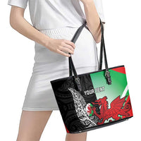 New Zealand and Wales Rugby Custom Leather Tote Bag Aotearoa All Black Combine Welsh Dragon LT14 - Polynesian Pride