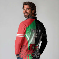 New Zealand and Wales Rugby Custom Long Sleeve Polo Shirt Aotearoa All Black Combine Welsh Dragon LT14 - Polynesian Pride