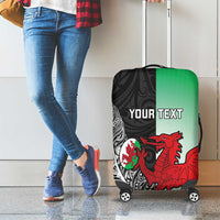 New Zealand and Wales Rugby Custom Luggage Cover Aotearoa All Black Combine Welsh Dragon - Polynesian Pride