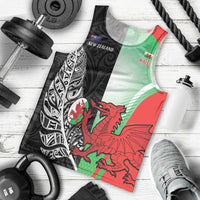 New Zealand and Wales Rugby Custom Men Tank Top Aotearoa All Black Combine Welsh Dragon LT14 - Polynesian Pride