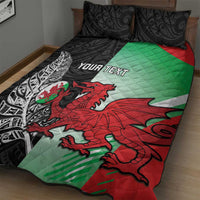 New Zealand and Wales Rugby Custom Quilt Bed Set Aotearoa All Black Combine Welsh Dragon LT14 - Polynesian Pride