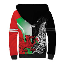 New Zealand and Wales Rugby Custom Sherpa Hoodie Aotearoa All Black Combine Welsh Dragon LT14 - Polynesian Pride