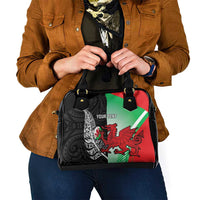 New Zealand and Wales Rugby Custom Shoulder Handbag Aotearoa All Black Combine Welsh Dragon LT14 - Polynesian Pride