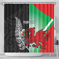 New Zealand and Wales Rugby Custom Shower Curtain Aotearoa All Black Combine Welsh Dragon LT14 - Polynesian Pride