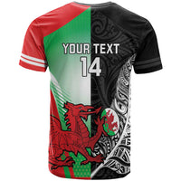 New Zealand and Wales Rugby Custom T Shirt Aotearoa All Black Combine Welsh Dragon LT14 - Polynesian Pride