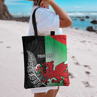 New Zealand and Wales Rugby Custom Tote Bag Aotearoa All Black Combine Welsh Dragon LT14 - Polynesian Pride