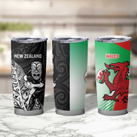 New Zealand and Wales Rugby Custom Tumbler Cup Aotearoa All Black Combine Welsh Dragon LT14 - Polynesian Pride