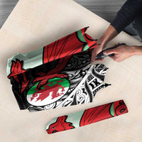 New Zealand and Wales Rugby Custom Umbrella Aotearoa All Black Combine Welsh Dragon LT14 - Polynesian Pride