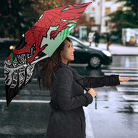 New Zealand and Wales Rugby Custom Umbrella Aotearoa All Black Combine Welsh Dragon LT14 - Polynesian Pride