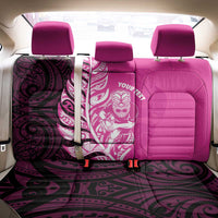 New Zealand Silver Fern Rugby Custom Back Car Seat Cover All Black Maori Pattern Pink - Polynesian Pride